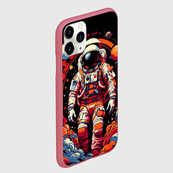 Чехол iPhone 11 Pro матовый Астронавт и скопление планет, цвет: 3D-малиновый — фото 2