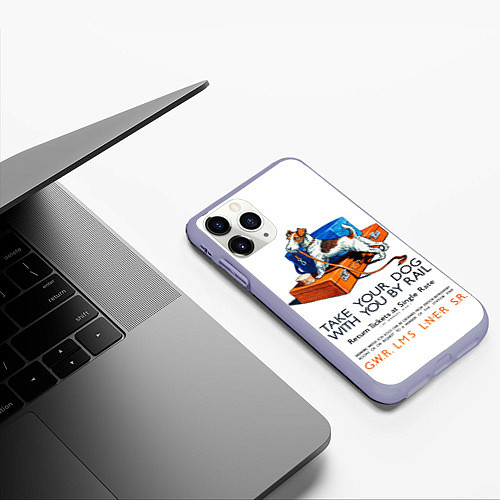 Чехол iPhone 11 Pro матовый Возьми собаку в поезд / 3D-Светло-сиреневый – фото 3