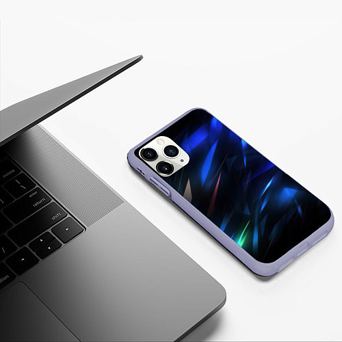 Чехол iPhone 11 Pro матовый Blue abstract background / 3D-Светло-сиреневый – фото 3