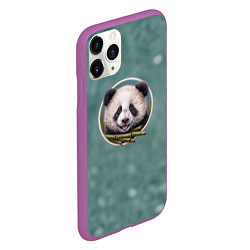 Чехол iPhone 11 Pro матовый Милая мордочка панды с бамбуком, цвет: 3D-фиолетовый — фото 2