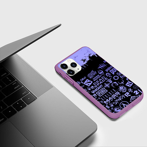 Чехол iPhone 11 Pro матовый Games pattern / 3D-Фиолетовый – фото 3