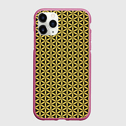 Чехол iPhone 11 Pro матовый Цветок Жизни - Золото, цвет: 3D-малиновый