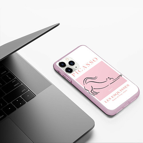 Чехол iPhone 11 Pro матовый Кот - Пабло Пикассо / 3D-Розовый – фото 3