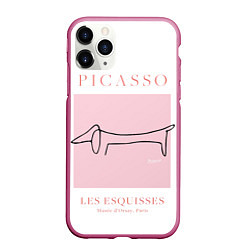 Чехол iPhone 11 Pro матовый Собака - Пабло Пикассо, цвет: 3D-малиновый