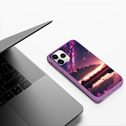 Чехол iPhone 11 Pro матовый Аниме комета, цвет: 3D-фиолетовый — фото 2