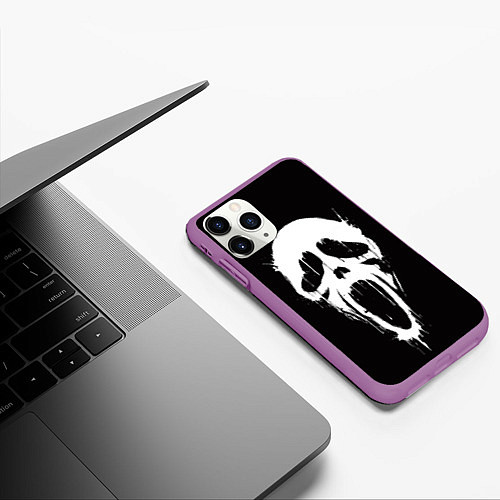 Чехол iPhone 11 Pro матовый Лицо призрака / 3D-Фиолетовый – фото 3