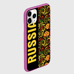 Чехол iPhone 11 Pro матовый Russia хохлома, цвет: 3D-фиолетовый — фото 2