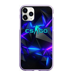 Чехол iPhone 11 Pro матовый CS GO неоновые плиты, цвет: 3D-светло-сиреневый