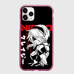 Чехол iPhone 11 Pro матовый Nier automata - черный и красный, цвет: 3D-малиновый