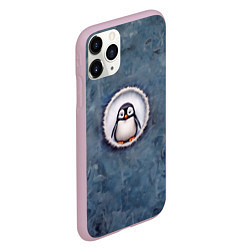 Чехол iPhone 11 Pro матовый Маленький забавный пингвинчик, цвет: 3D-розовый — фото 2