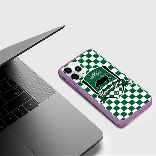 Чехол iPhone 11 Pro матовый Краснодар - Футбольный Клуб / 3D-Фиолетовый – фото 3