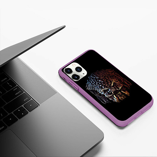 Чехол iPhone 11 Pro матовый Predator - skull / 3D-Фиолетовый – фото 3