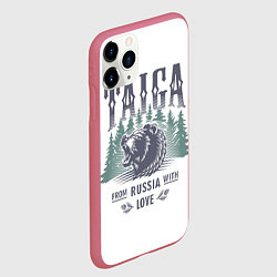 Чехол iPhone 11 Pro матовый Тайга - из России с любовью, цвет: 3D-малиновый — фото 2