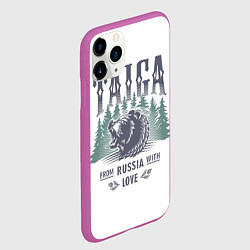Чехол iPhone 11 Pro матовый Тайга - из России с любовью, цвет: 3D-фиолетовый — фото 2