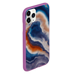 Чехол iPhone 11 Pro матовый Текстура агата сине-оранжевая, цвет: 3D-фиолетовый — фото 2