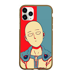 Чехол iPhone 11 Pro матовый Saitama hero face, цвет: 3D-коричневый