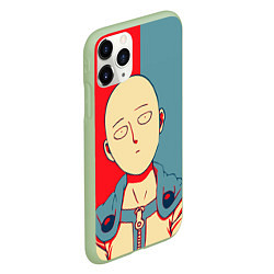 Чехол iPhone 11 Pro матовый Saitama hero face, цвет: 3D-салатовый — фото 2