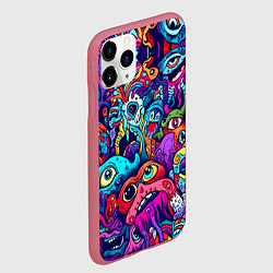 Чехол iPhone 11 Pro матовый Кислотные монстры, цвет: 3D-малиновый — фото 2
