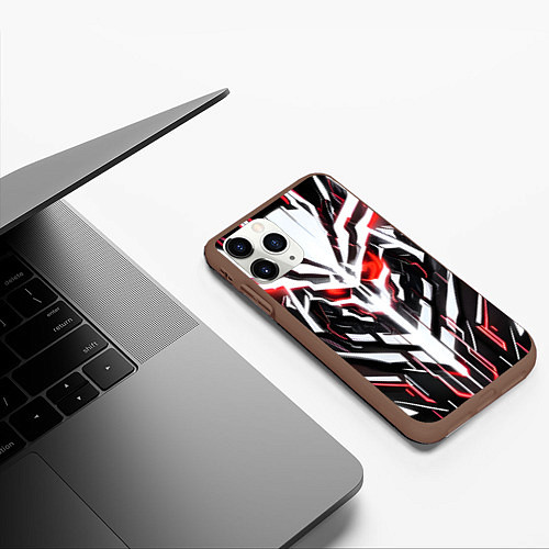 Чехол iPhone 11 Pro матовый Киберпанк скелет красный / 3D-Коричневый – фото 3