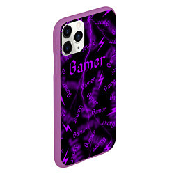 Чехол iPhone 11 Pro матовый Геймер - паттерн, цвет: 3D-фиолетовый — фото 2