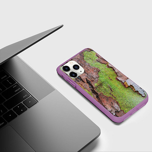 Чехол iPhone 11 Pro матовый Кора дерева / 3D-Фиолетовый – фото 3