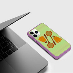 Чехол iPhone 11 Pro матовый Бадминтон, цвет: 3D-фиолетовый — фото 2