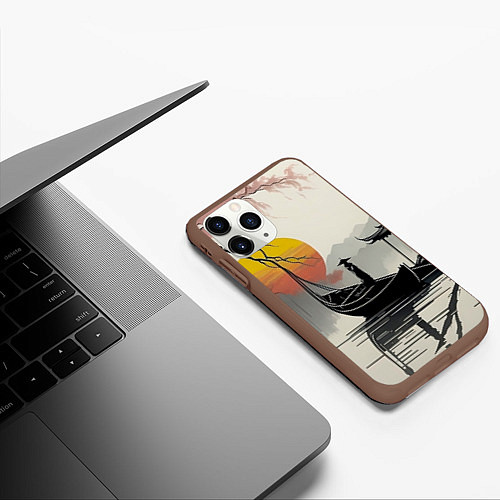 Чехол iPhone 11 Pro матовый Красота Японии / 3D-Коричневый – фото 3