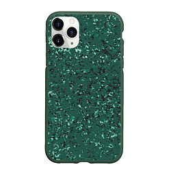 Чехол iPhone 11 Pro матовый Текстура зелёный камень, цвет: 3D-темно-зеленый