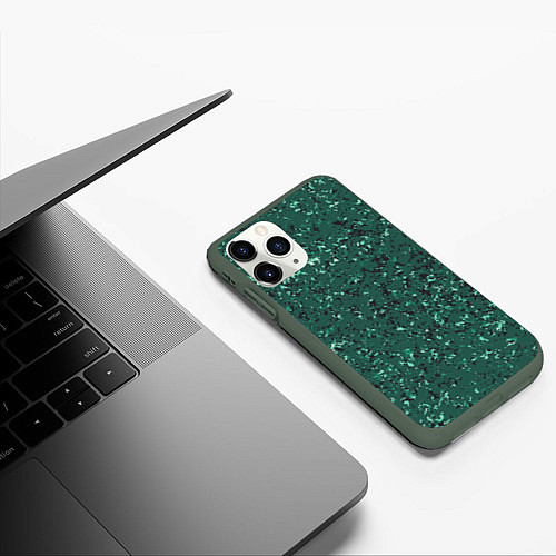 Чехол iPhone 11 Pro матовый Текстура зелёный камень / 3D-Темно-зеленый – фото 3