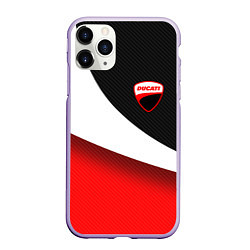 Чехол iPhone 11 Pro матовый Ducati - красно-черный, цвет: 3D-светло-сиреневый