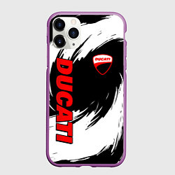 Чехол iPhone 11 Pro матовый Ducati - мазки краски, цвет: 3D-фиолетовый