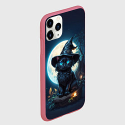 Чехол iPhone 11 Pro матовый Кот ведьмы - Хэллоуин, цвет: 3D-малиновый — фото 2