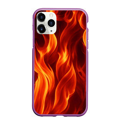 Чехол iPhone 11 Pro матовый Пламя огня, цвет: 3D-фиолетовый