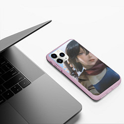 Чехол iPhone 11 Pro матовый Атака Титанов Mikasa Ackerman, цвет: 3D-розовый — фото 2