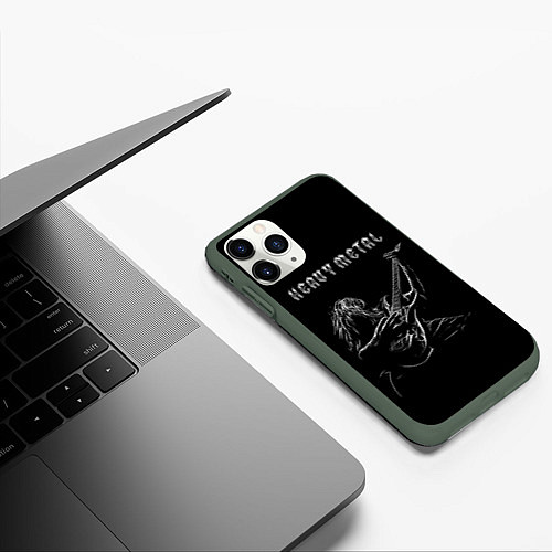 Чехол iPhone 11 Pro матовый Heavy metal metalhead / 3D-Темно-зеленый – фото 3