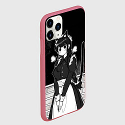 Чехол iPhone 11 Pro матовый Коми сан у школьной доски, цвет: 3D-малиновый — фото 2