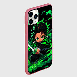 Чехол iPhone 11 Pro матовый Танджиро Комадо - чибби арт, цвет: 3D-малиновый — фото 2