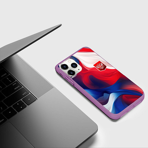 Чехол iPhone 11 Pro матовый Красный герб России / 3D-Фиолетовый – фото 3