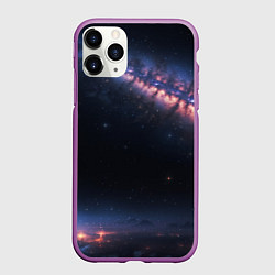 Чехол iPhone 11 Pro матовый Млечный путь в звездном небе, цвет: 3D-фиолетовый
