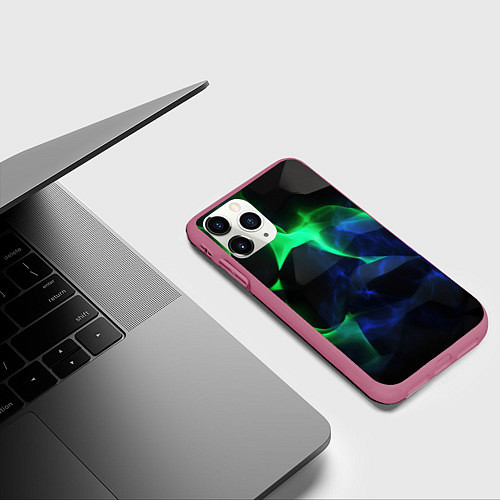 Чехол iPhone 11 Pro матовый Неоновая лава из плит / 3D-Малиновый – фото 3