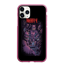 Чехол iPhone 11 Pro матовый Five Nights at Freddys poster, цвет: 3D-малиновый