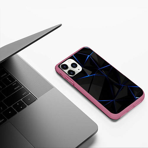 Чехол iPhone 11 Pro матовый Black blue style / 3D-Малиновый – фото 3