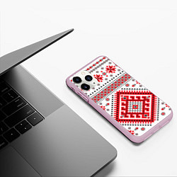 Чехол iPhone 11 Pro матовый Удмуртская роспись, цвет: 3D-розовый — фото 2