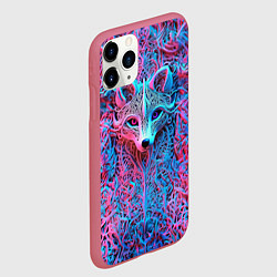Чехол iPhone 11 Pro матовый Лис из розово-голубых узоров, цвет: 3D-малиновый — фото 2