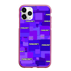 Чехол iPhone 11 Pro матовый Minecraft pattern logo, цвет: 3D-малиновый