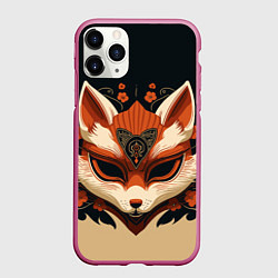 Чехол iPhone 11 Pro матовый Лисичкина маска, цвет: 3D-малиновый