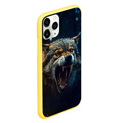 Чехол iPhone 11 Pro матовый Волк рассвет, цвет: 3D-желтый — фото 2