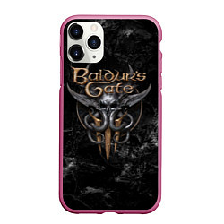 Чехол iPhone 11 Pro матовый Baldurs Gate 3 dark logo, цвет: 3D-малиновый