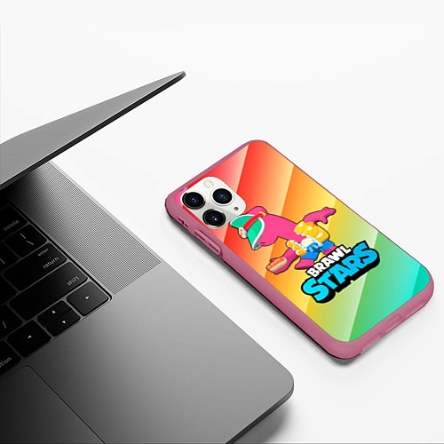 Чехол iPhone 11 Pro матовый Brawl Stars Doug / 3D-Малиновый – фото 3