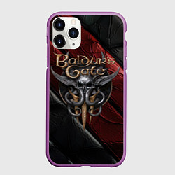 Чехол iPhone 11 Pro матовый Baldurs Gate 3 logo dark, цвет: 3D-фиолетовый